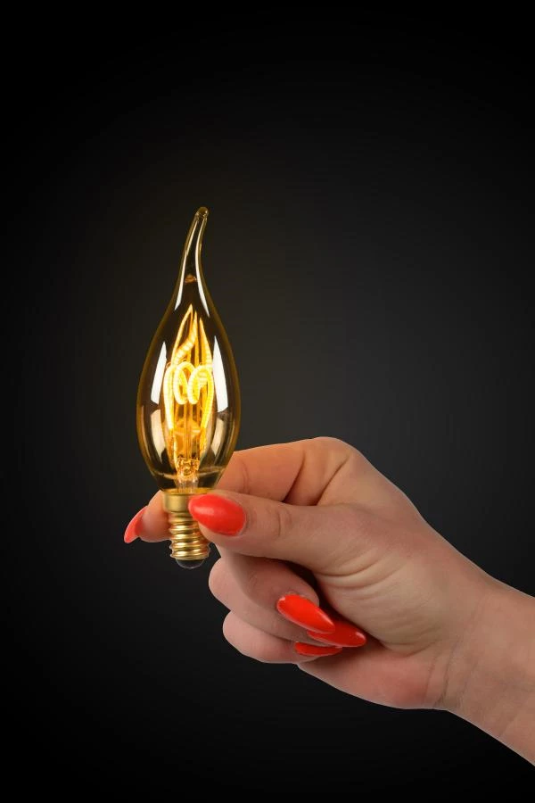 Lucide CT35 - Filament lamp - Ø 3,5 cm - LED Dimb. - E14 - 1x3W 2200K - Amber - sfeer 1